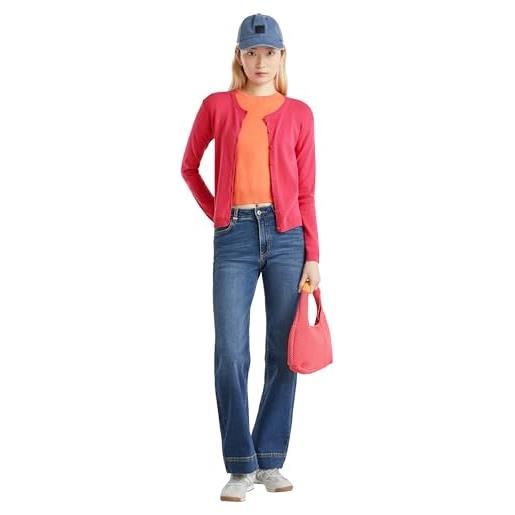 United Colors of Benetton maglia coreana m/l 1091d5558, maglione cardigan donna, rosso magenta 12e, m