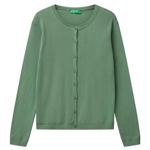 United Colors of Benetton maglia coreana m/l 1091d5558, maglione cardigan donna, verde acqua 08n, xs
