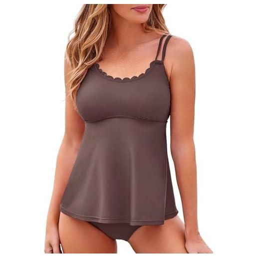 HEONSATI set costumi da bagno tankini da donna due pezzi vita alta set tankini mare curvy sexy beachwear costumi con pantaloncino contenitivo push up swimwear piscina taglie forti brasiliana spiaggia