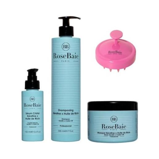 ROSE BAIE rosebaie kit cheratina e olio di ricino prodotti , 3 unità (lotto 1)