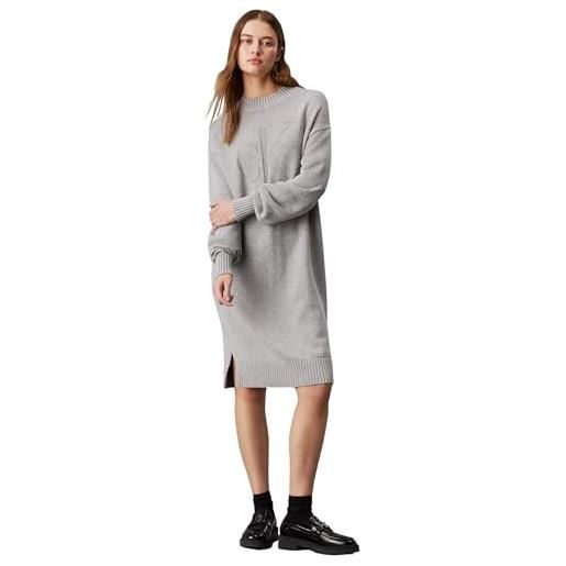 Calvin Klein donna abito loose sweater dress abito in maglia, grigio (grey heather), m