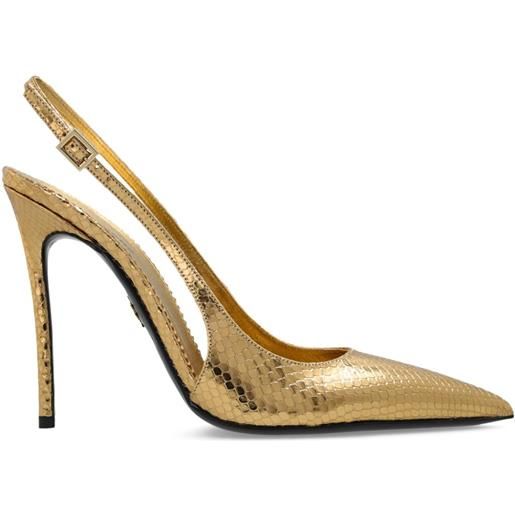 DSQUARED2 pumps slingback metallizzate effetto pelle di serpente - oro