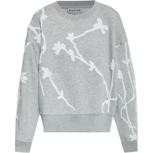 MUNTHE felpa semi con applicazione a fiori - grigio