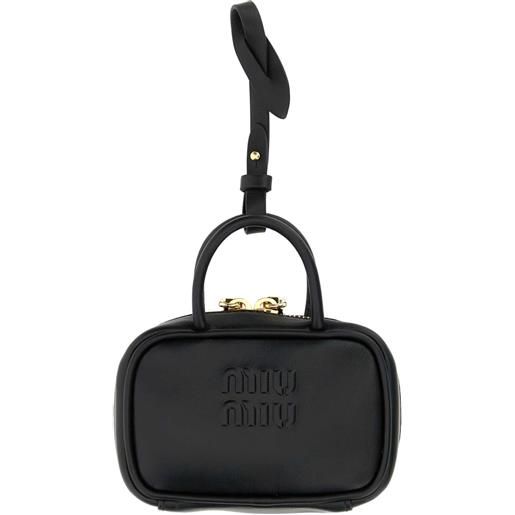 Miu Miu portachiavi in pelle goffrata - nero