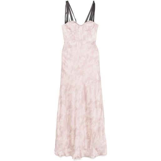 PINKO x patrick mc. Dowell abito lungo in raso - rosa