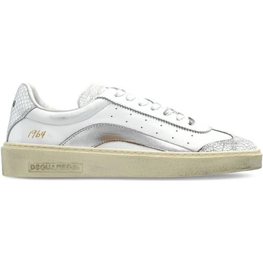 DSQUARED2 sneakers rider in pelle metallizzata - bianco
