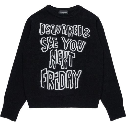 DSQUARED2 KIDS maglione con logo a intarsi - nero