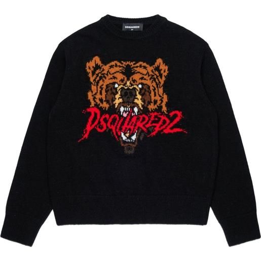 DSQUARED2 KIDS maglione con logo a intarsi - nero