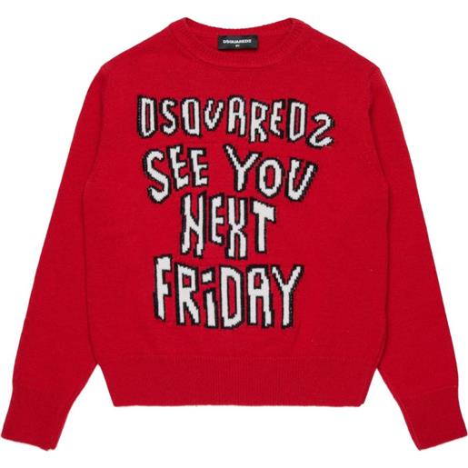 DSQUARED2 KIDS maglione con logo a intarsi - rosso