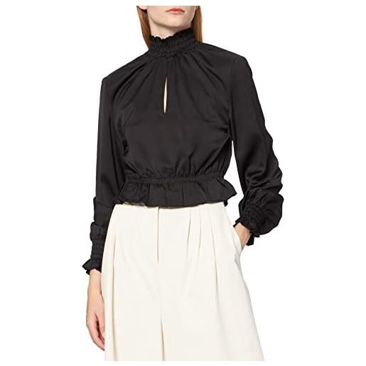 NA-KD blusa imbottita con spalle camicia da donna, nero, 42