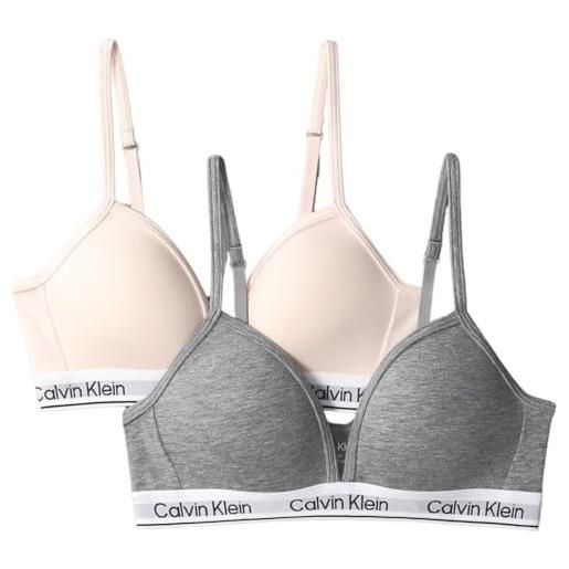 Calvin Klein bambina reggiseni a bralette confezione da 2 a triangolo, multicolore (silverpeony/greyheather), 10-12 anni