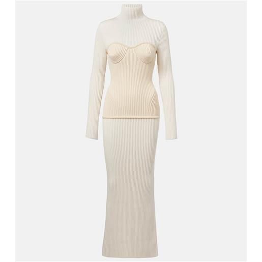 Jean Paul Gaultier abito lungo in misto lana a coste