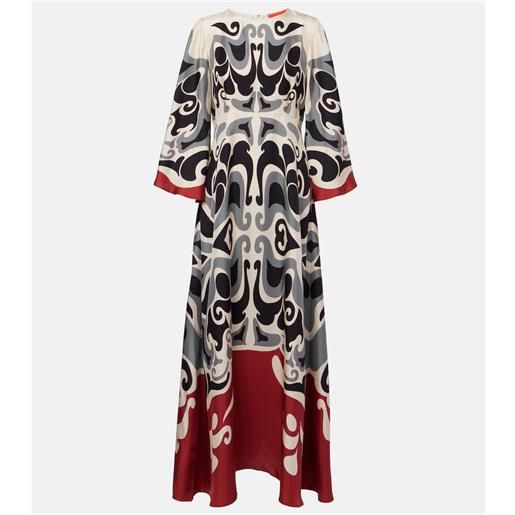 La DoubleJ abito lungo phoenix placã©e in twill di seta