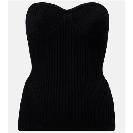 Jean Paul Gaultier corsetto in misto lana a coste