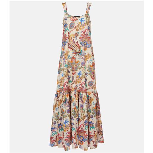 Etro abito lungo in cotone con stampa paisley