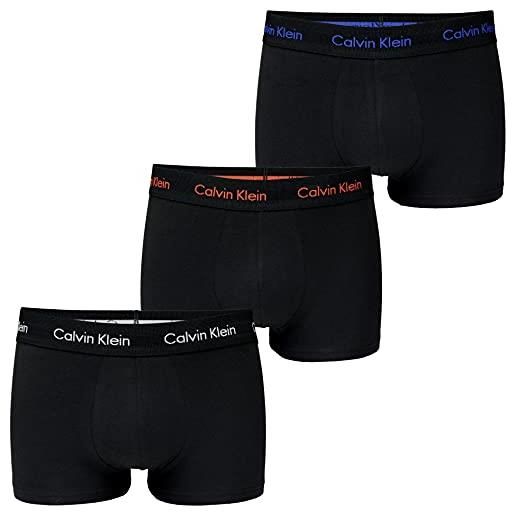 Calvin Klein low rise trunk 3pk boxer, nero (blue royalty/grey/exotic coral), xl (pacco da 3) uomo