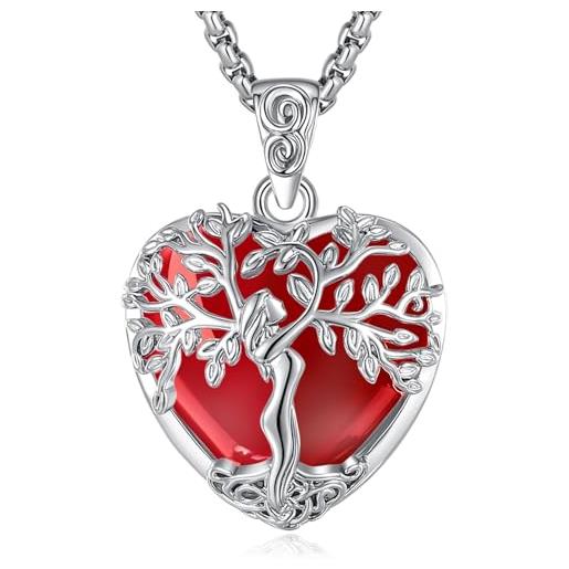 JO WISDOM Collana Cuore Di Mamma In Argento 925 Con Zirconia Cubica - Rosa, Catena 45+3 Cm, Regalo In Confezione Blu - 3