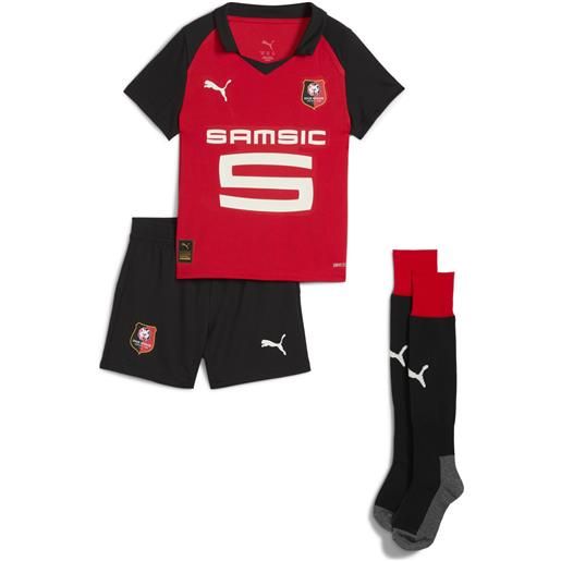 PUMA mini kit home stade rennais fc 25/26 per bambini, abbigliamento, rosso, 4-5y