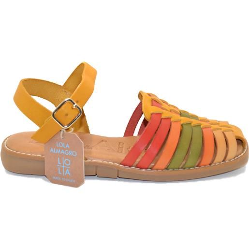 LOLA almagro sandalo minorchina in pelle vaquetilla combi panama