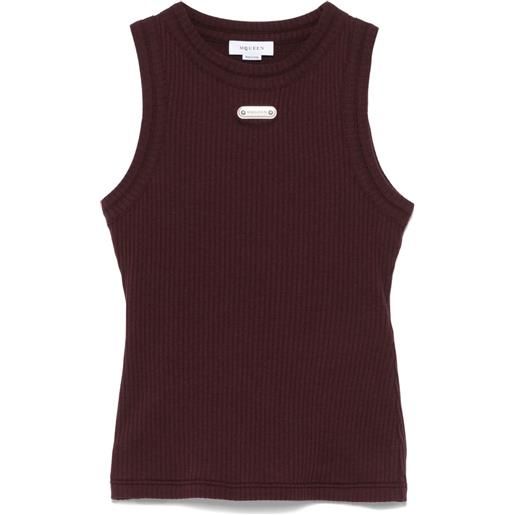 Alexander McQueen canotta con placca logo - rosso