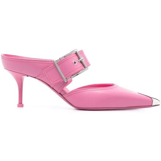 Alexander McQueen mules con punta a contrasto metallica 75mm - rosa