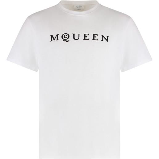 Alexander McQueen t-shirt con logo floccato - bianco