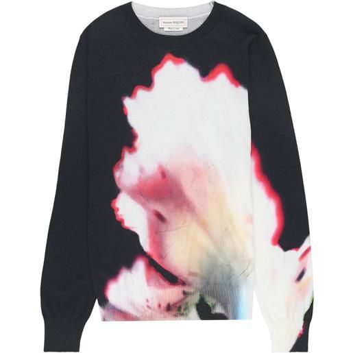 Alexander McQueen felpa con stampa solarised flower - nero