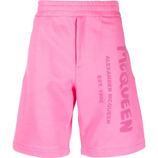 Alexander McQueen shorts sportivi con stampa graffiti - rosa