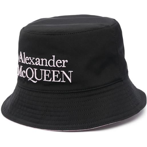 Alexander McQueen cappello bucket con ricamo - nero