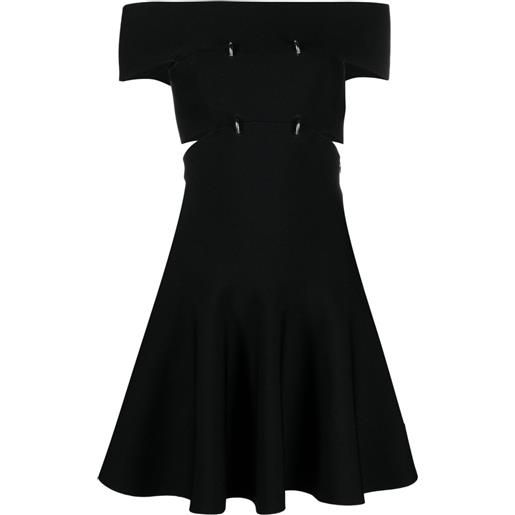 Alexander McQueen abito corto svasato con spalle scoperte - nero