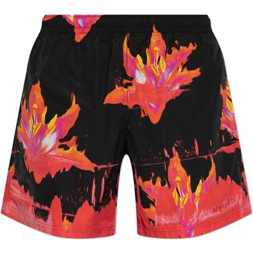 Alexander McQueen shorts con stampa grafica - nero