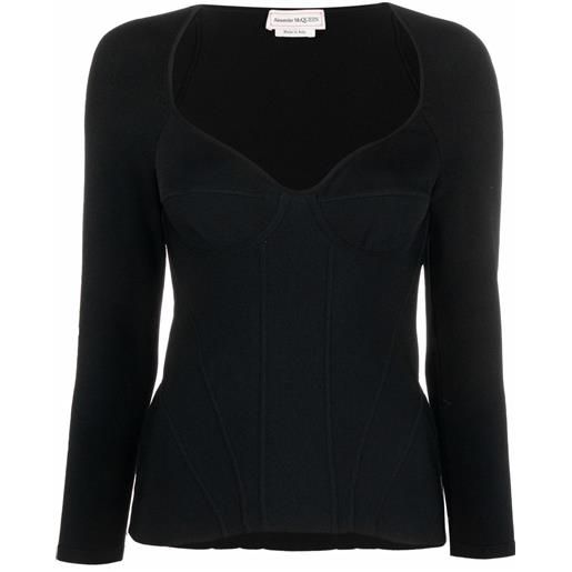 Alexander McQueen top con reggiseno incorporato - nero