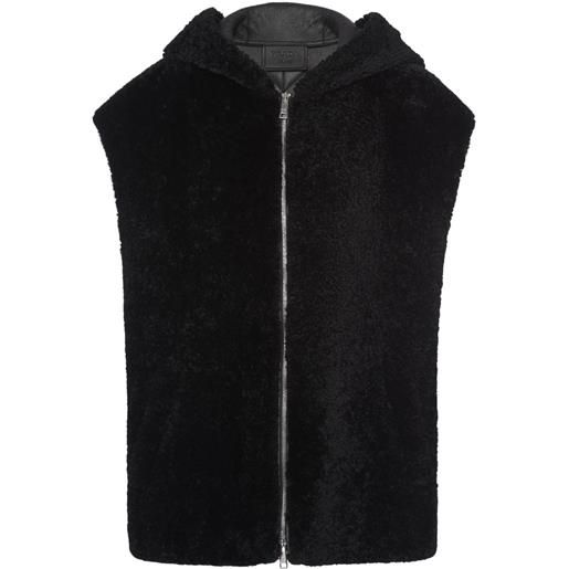 Prada gilet in shearling - nero