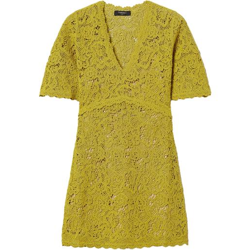 TWINSET abito corto all'uncinetto - giallo