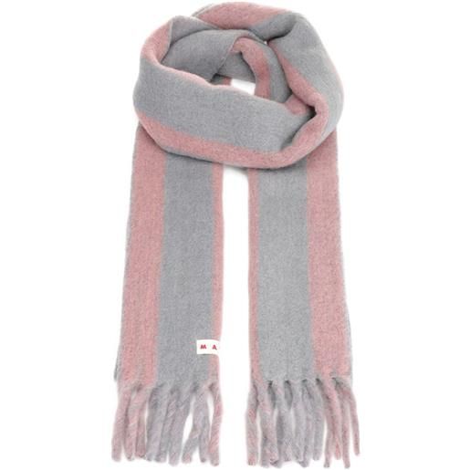 Marni sciarpa a righe con frange - grigio