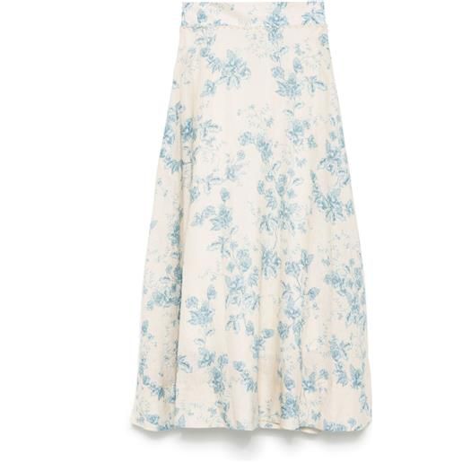 Agua By Agua Bendita gonna a fiori in lino - toni neutri