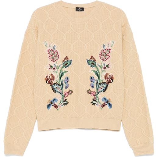 ETRO maglione con ricamo a fiori - toni neutri