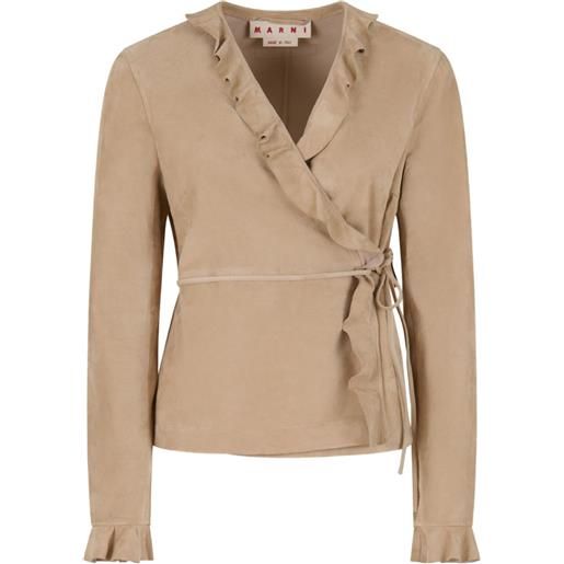 Marni giacca a portafoglio con ruches - toni neutri