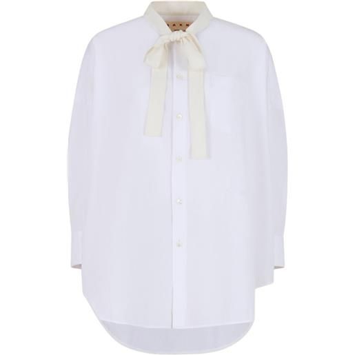 Marni camicia con fiocco - bianco