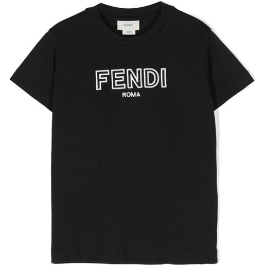 Fendi Kids t-shirt con ricamo - nero