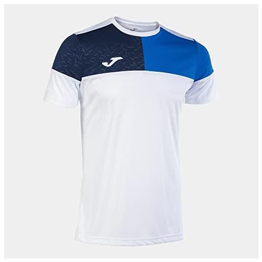 Joma maglia a manica corta uomo crew v bianco blu reale blu navy