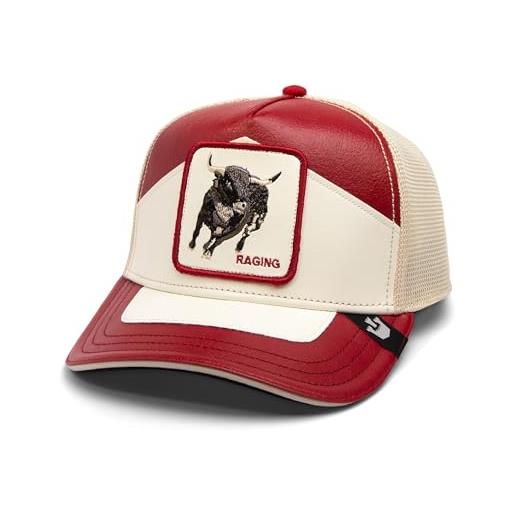 Goorin Bros. cappello moto raging con visiera misto pelle bianco/rosso uni