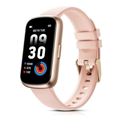 TIFOZEN smartwatch donna, 1,47'' orologio smartwatch piccolo con 24 modalità sportive/cardio/spo2/sonno/impermeabile 3atm/contapassi/notifiche/fitness tracker per android ios, rosa/oro rosa