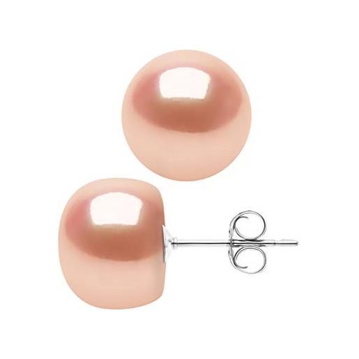 Orecchini di perle classici per donna, orecchini di perle doppie d'acqua dolce bianche autentiche ad alta lucentezza, gioielli in oro vermeil, orecchini da sposa - Italia