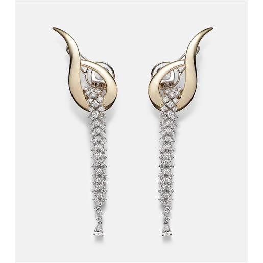 Yeprem orecchini golden strada in oro giallo e bianco 18kt con diamanti
