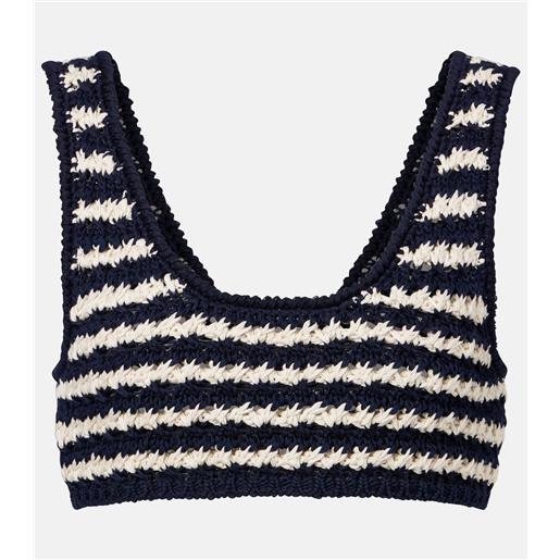 Prada top cropped in crochet di cotone a righe