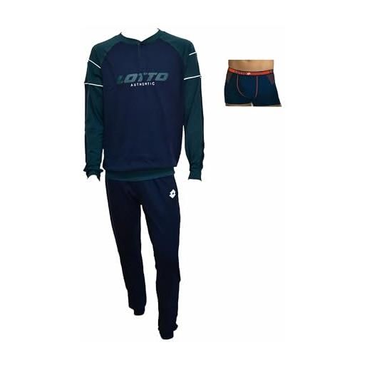 Lotto pigiama uomo invernale + boxer omaggio - pigiama uomo cotone caldo - pigiama uomo caldo cotone - pigiama uomo cotone invernale (2069 blu, xl)