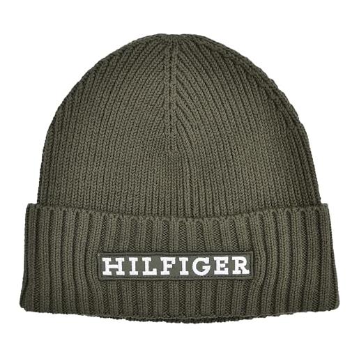 Tommy Hilfiger berretto a maglia monotype beanie cotone lana verde army green taglia unica, verde, taglia unica
