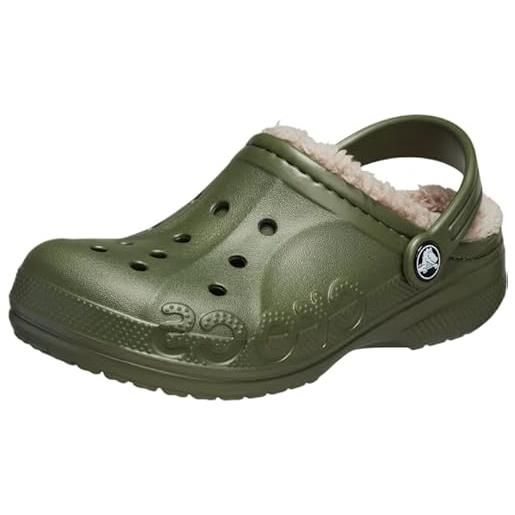Crocs baya lined clog k, zoccoli unisex - bambini e ragazzi, verde militare, 28/29 eu