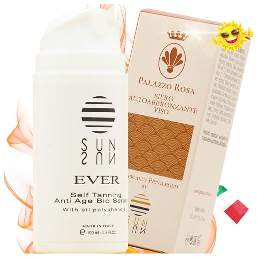 Palazzo Rosa Le Stanze della Cosmetica palazzo rosa siero autoabbronzante viso antirughe - abbronzante uomo e donna antiage - attivatore abbronzatura istantaneo - super abbronzante biologico effetto naturale, coprente, idratante (100 ml)
